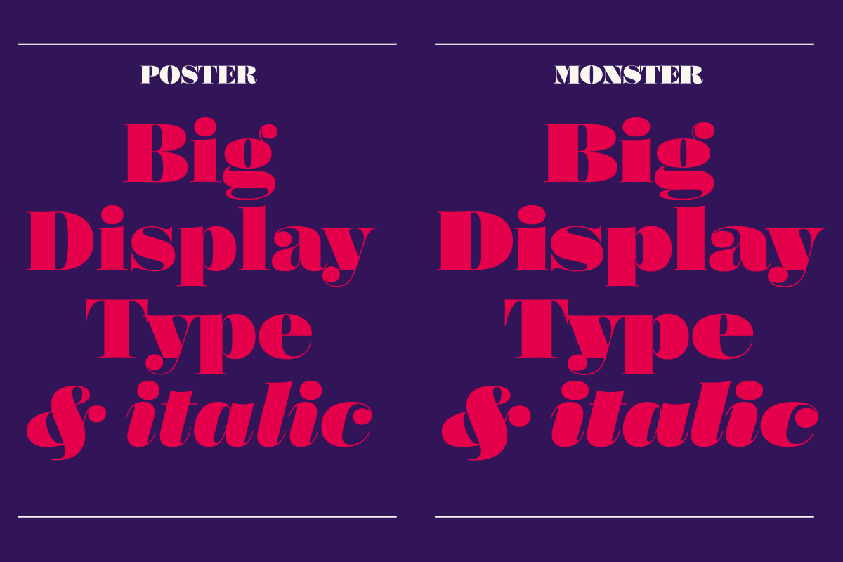 Ejemplo de fuente Poster Display Monster Italic